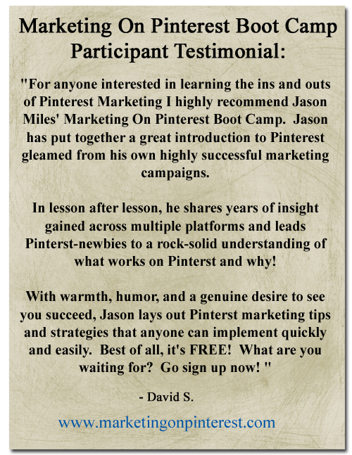 Marketing On Pinterest Boot Camp Testimonial